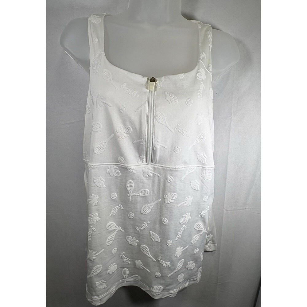 Lilly Pulitzer Luxletic Kalila Tank Size Large White Jacquard Tennis Racerback